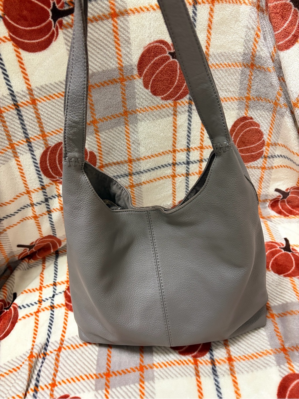 The Sak Leather Huntley Hobo Shoulder Bag in Mushroom